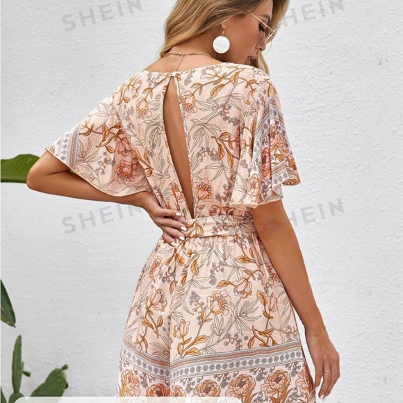 Never work Orange and Tan Size L dress romper. - Picture 3 of 3